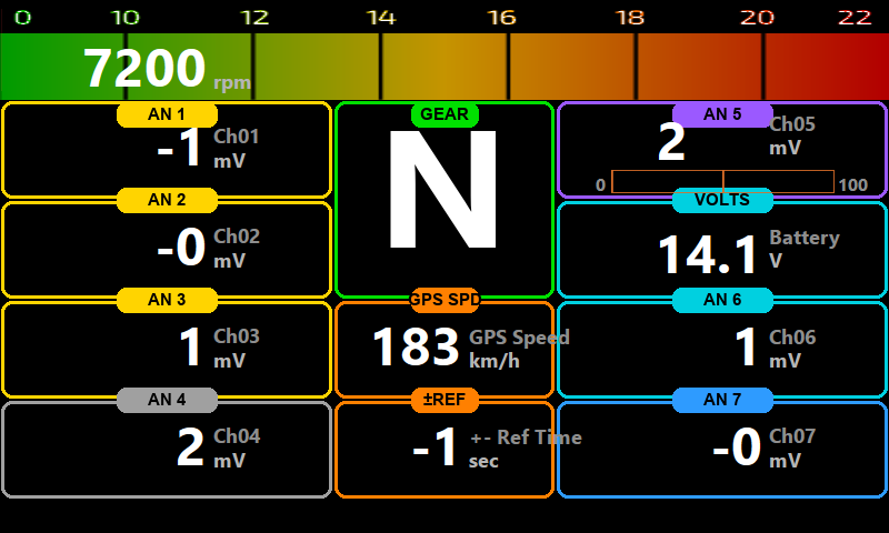 MXG 1.2 DashEdit — Multicolor RPM Bar preview