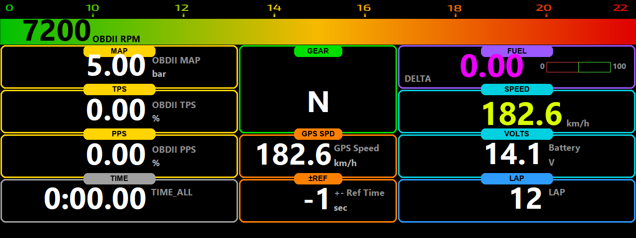 PDM32 DashEdit — Multicolor RPM Bar (10in) preview